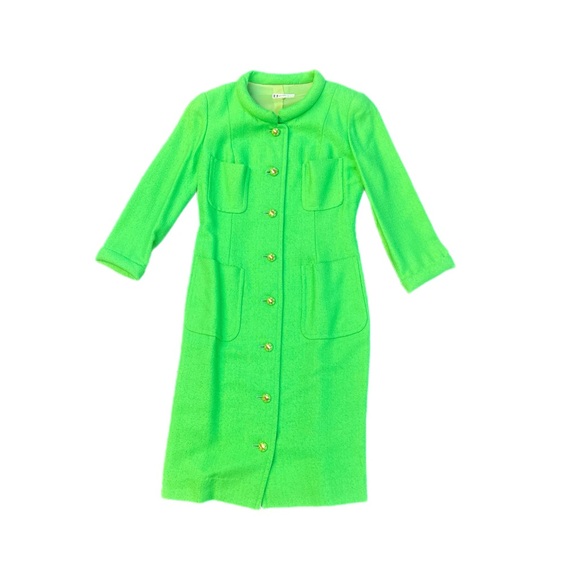 Musee D'Uji Womens Vintage Style Green Coat Size 38 Lime Green - Picture 3 of 14